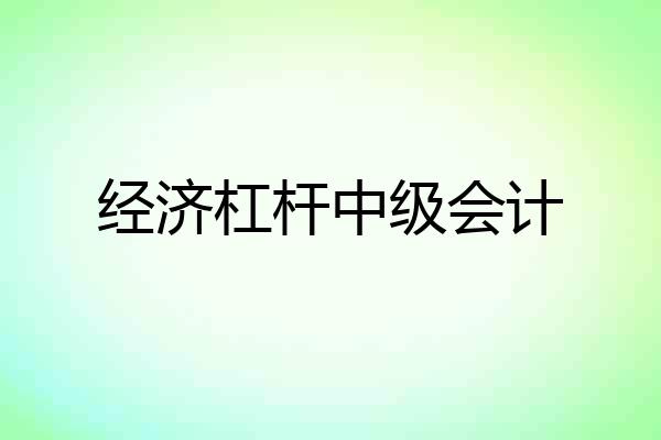 经济杠杆中级会计