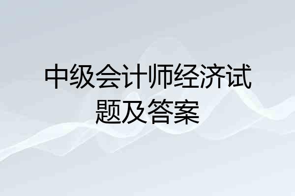 中级会计师经济试题及答案