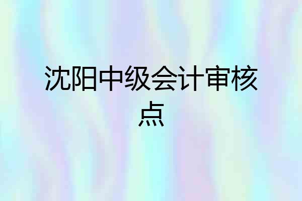 沈阳中级会计审核点