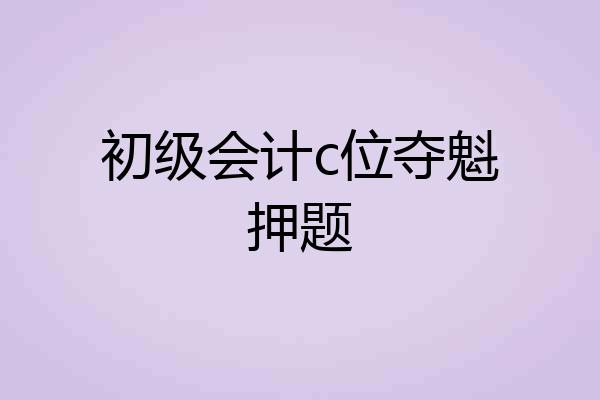 初级会计c位夺魁押题