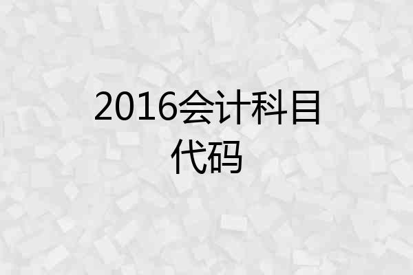 2016会计科目代码