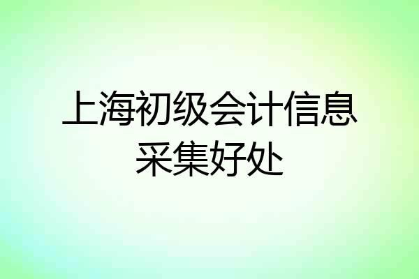上海初级会计信息采集好处