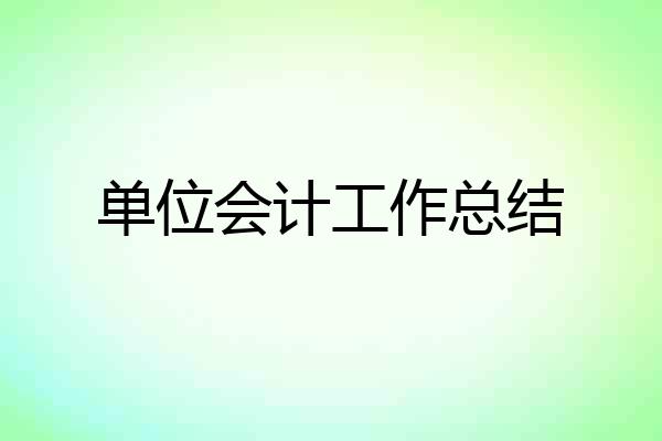 单位会计工作总结