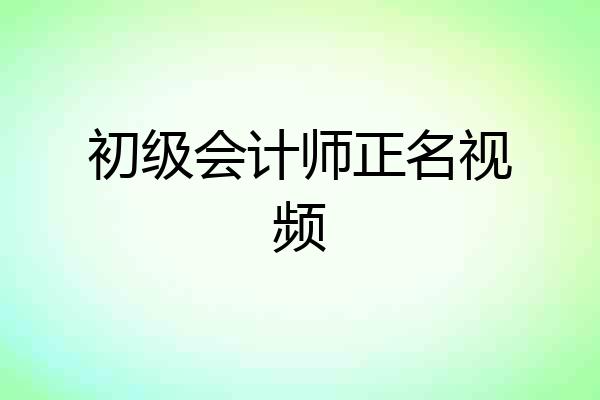 初级会计师正名视频