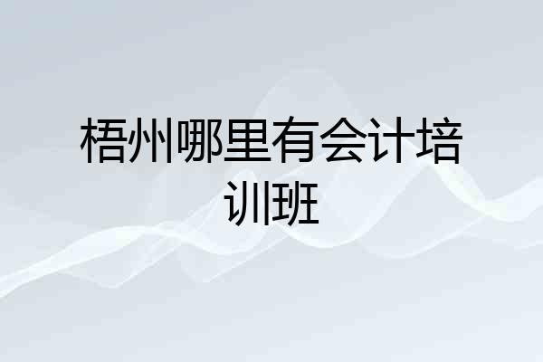 梧州哪里有会计培训班