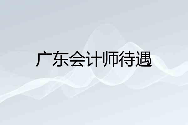 广东会计师待遇