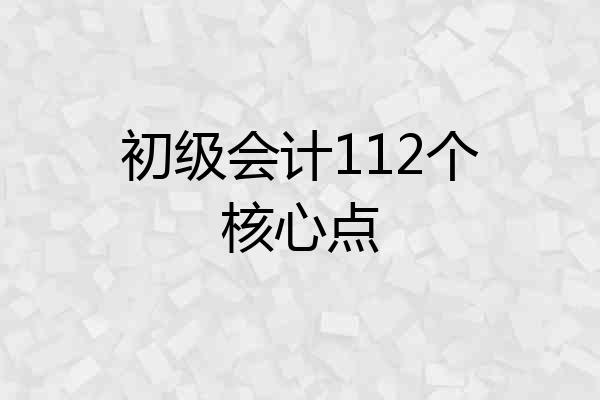 初级会计112个核心点