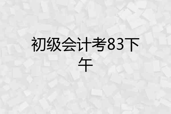 初级会计考83下午