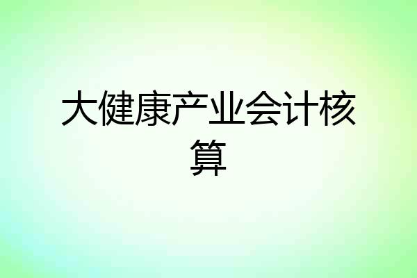 大健康产业会计核算