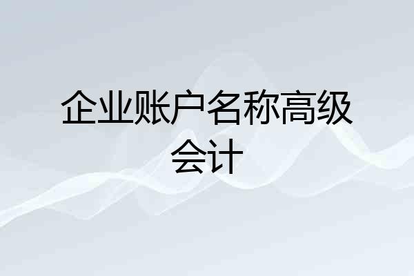 企业账户名称高级会计
