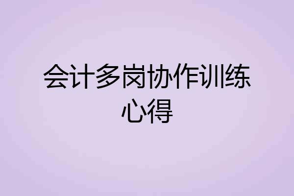 会计多岗协作训练心得