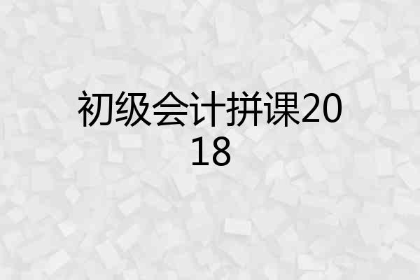 初级会计拼课2018