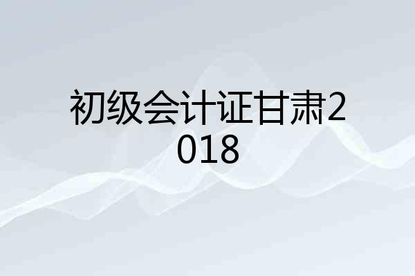 初级会计证甘肃2018