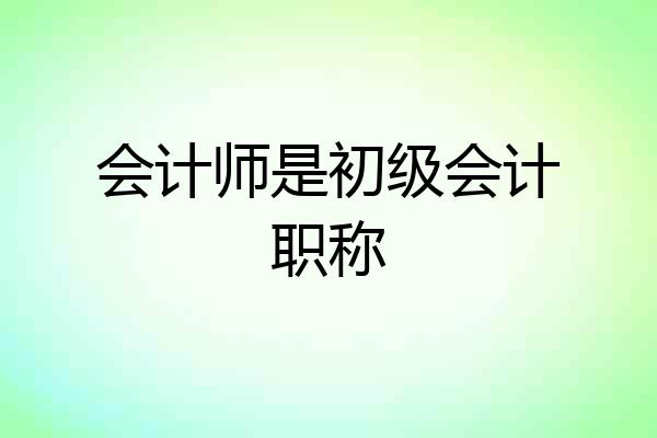 会计师是初级会计职称