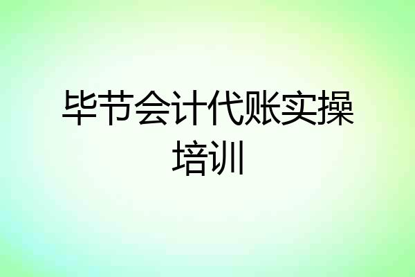 毕节会计代账实操培训