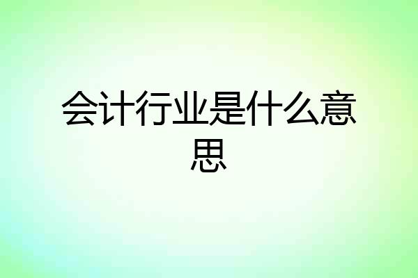 会计行业是什么意思