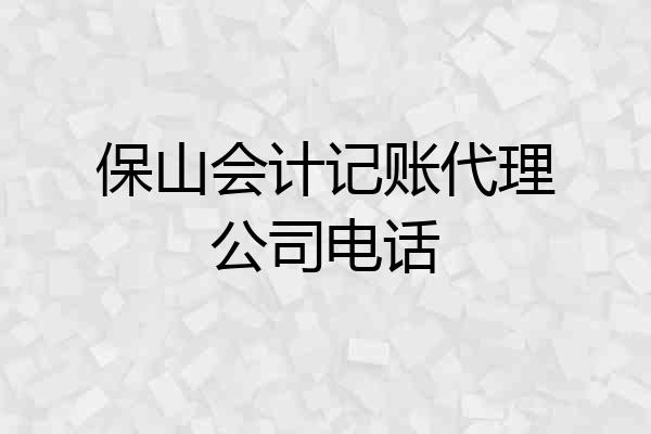 保山会计记账代理公司电话