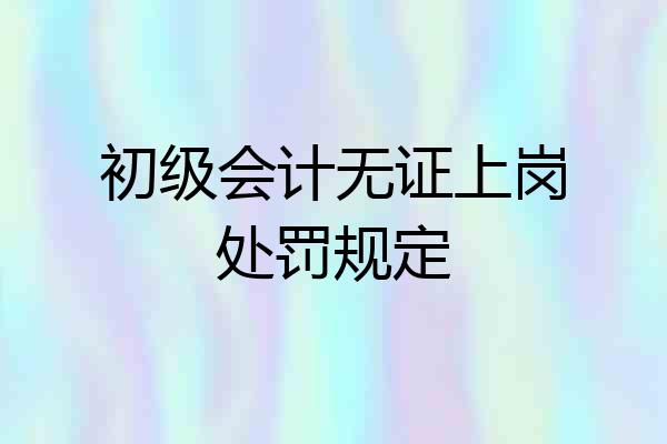 初级会计无证上岗处罚规定