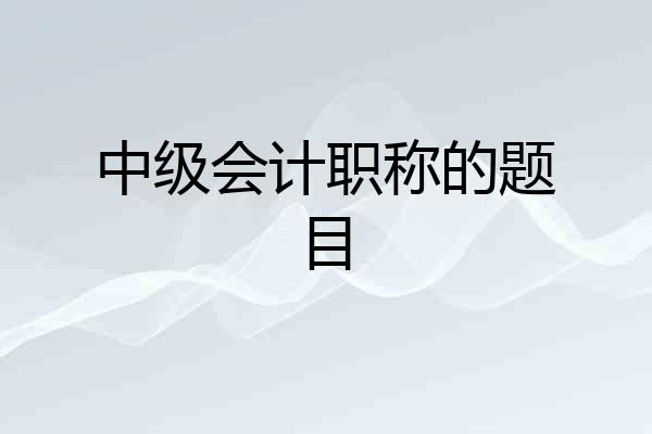 中级会计职称的题目