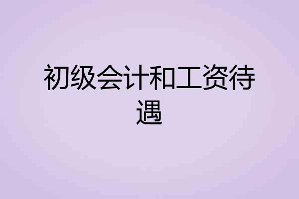 初级会计和工资待遇