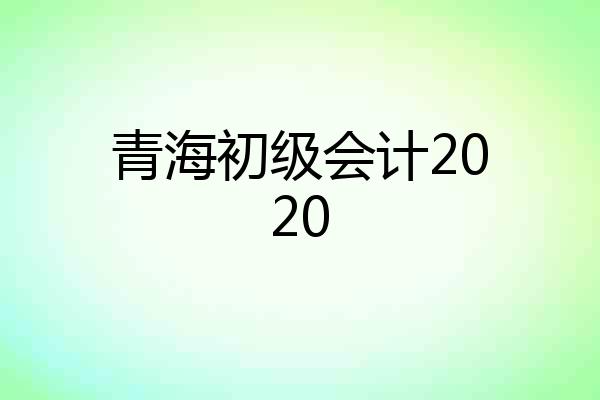 青海初级会计2020