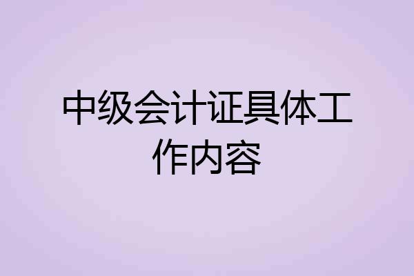 中级会计证具体工作内容