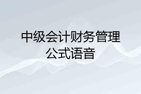 中级会计财务管理公式语音
