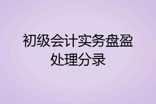 初级会计实务盘盈处理分录