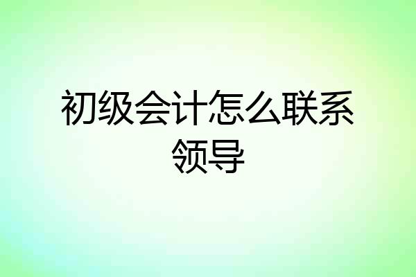 初级会计怎么联系领导