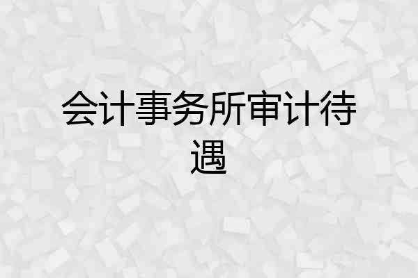 会计事务所审计待遇
