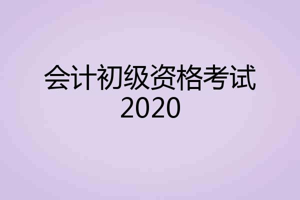 会计初级资格考试2020