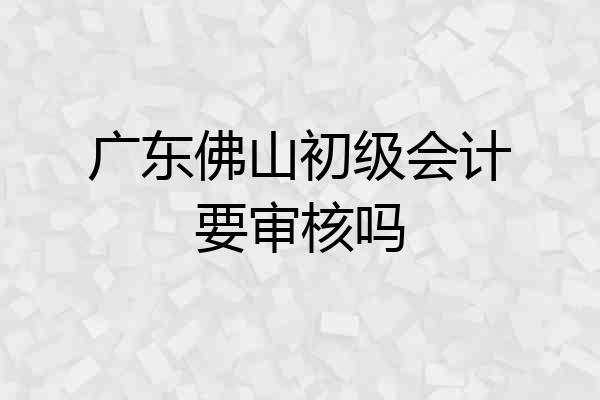 广东佛山初级会计要审核吗