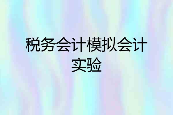 税务会计模拟会计实验