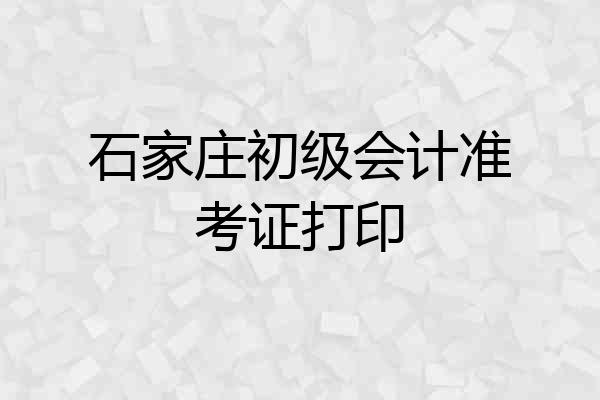 石家庄初级会计准考证打印
