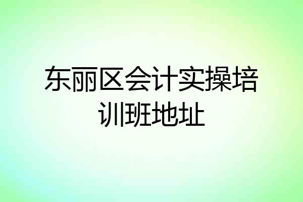 东丽区会计实操培训班地址