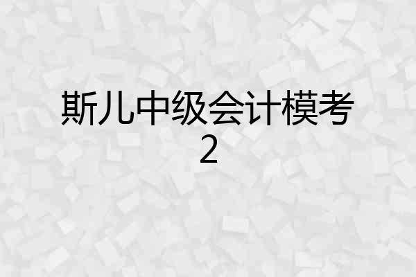 斯儿中级会计模考2