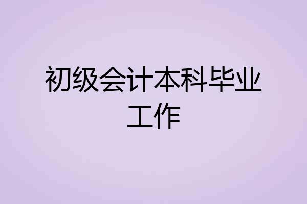 初级会计本科毕业工作