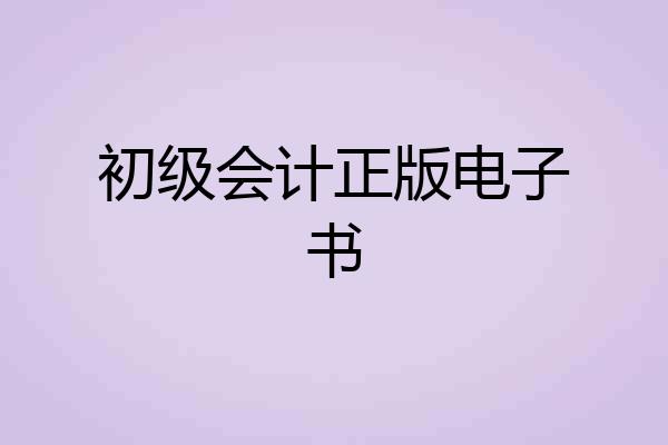 初级会计正版电子书