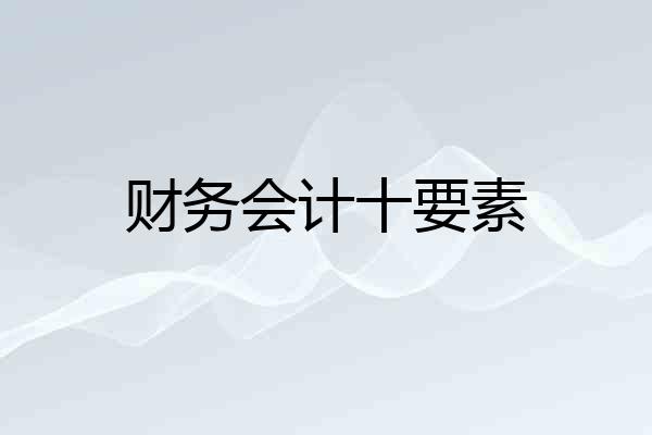 财务会计十要素