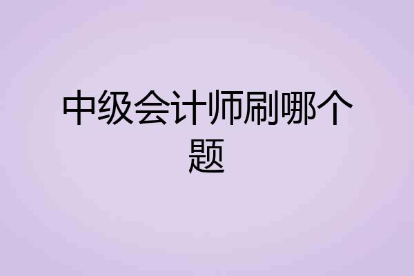中级会计师刷哪个题