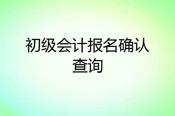 初级会计报名确认查询