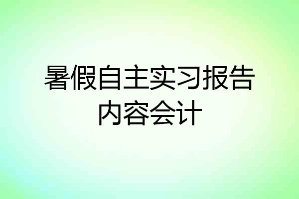 暑假自主实习报告内容会计