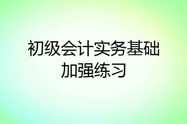 初级会计实务基础加强练习