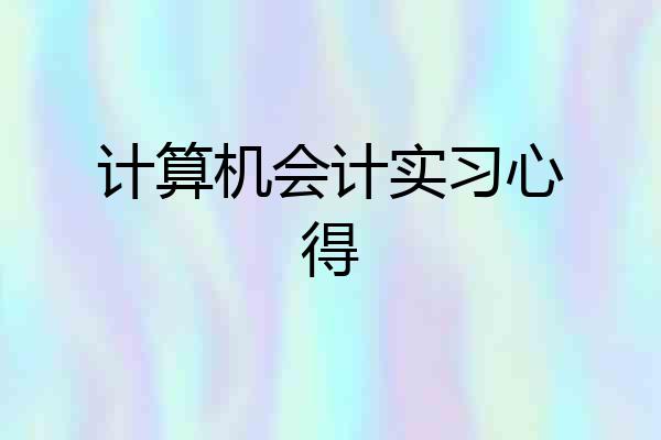 计算机会计实习心得