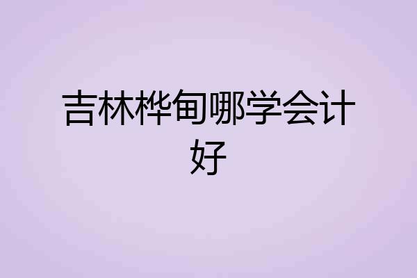 吉林桦甸哪学会计好