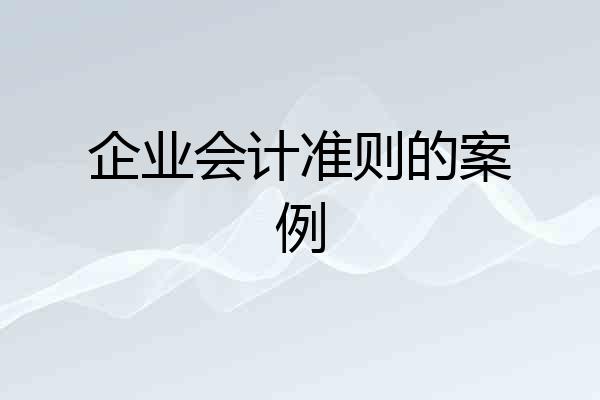 企业会计准则的案例