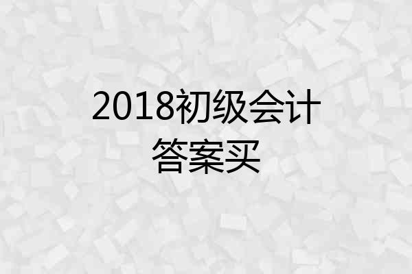 2018初级会计答案买
