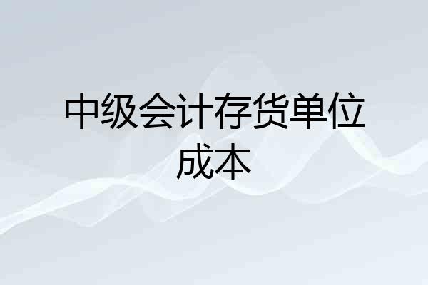 中级会计存货单位成本