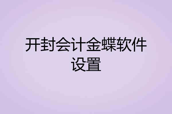开封会计金蝶软件设置