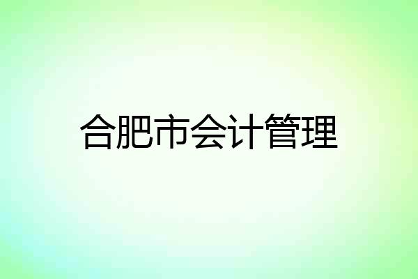 合肥市会计管理